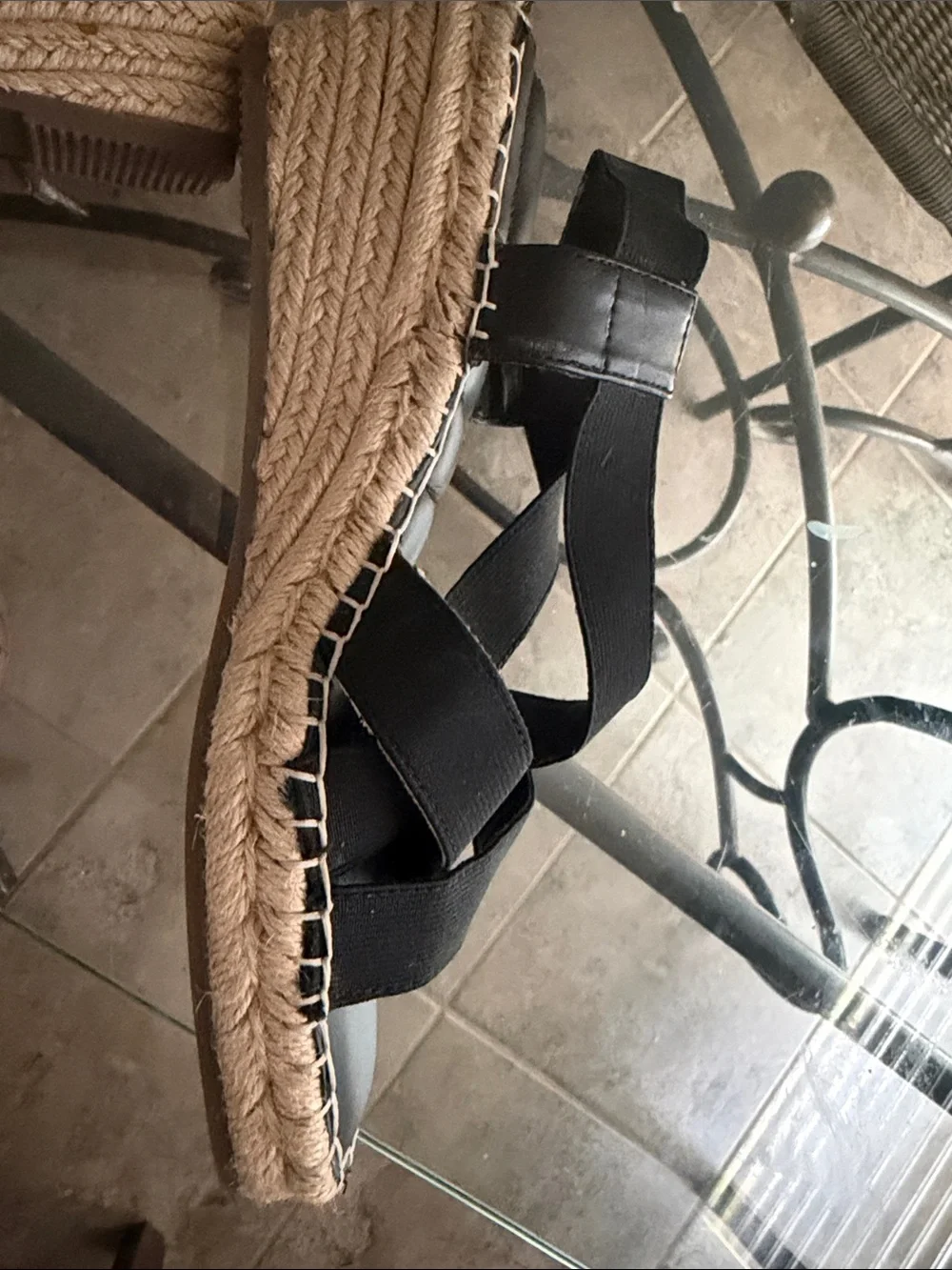 MeToo Black Cross-Strap Women's Espadrille Sandals